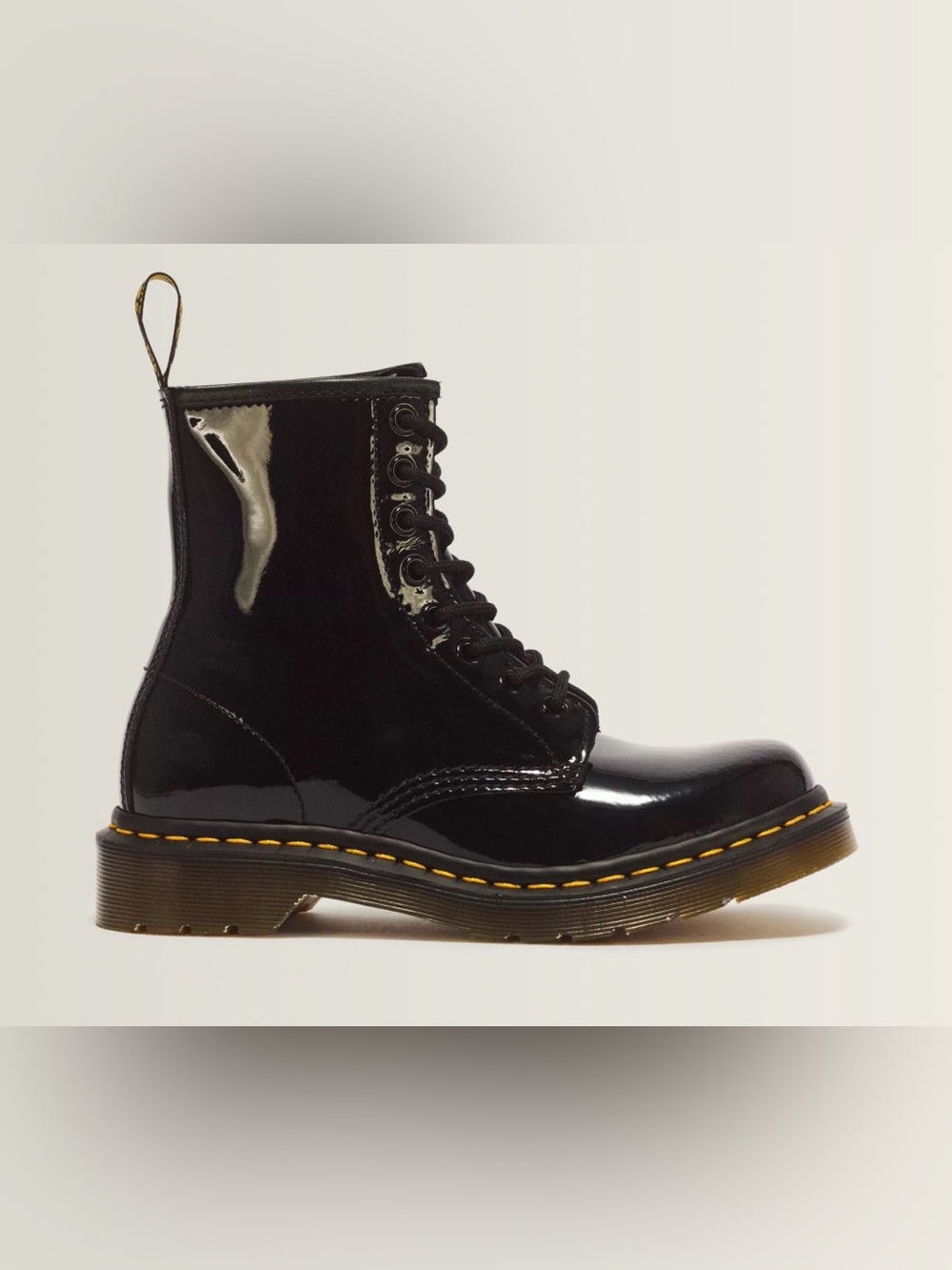 WOMEN'S PATENT LEATHER LACE UP BOOTS SZ 7 1460